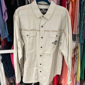 Crème Harley Davidson cotton button up / long sleeve shirt . Size XL
